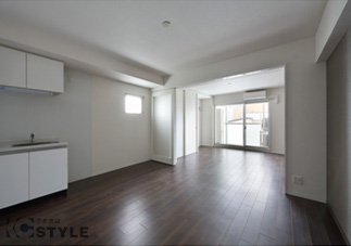 １LDKタイプリビング側から