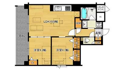 洋4.7×洋4.3×LDK10.6（52.56㎡）03type
