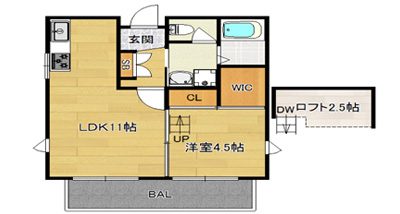 洋4.5×LDK11×ロフト2.5（38㎡）301号