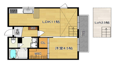 洋4.5×LDK11×ロフト2.5（38㎡）302号