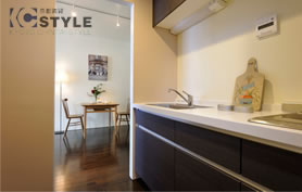 しっかりと区別されたキッチンスペース（102号）