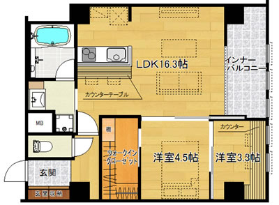 洋7.8×LDK16.3（56.46m<sup>2</sup>）