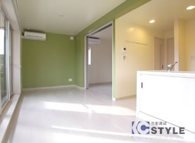 ダイニングスペースとリビングスペースをしっかりと分けることが出来る。（02type）