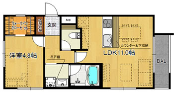 洋4.8×LDK11.0（40m<sup>2</sup>）01号type