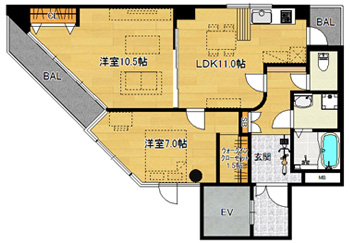 洋10.5×洋8.7×LDK11（68.0㎡）01・02type