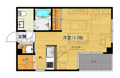 洋13.3K（31.28㎡）201・301号