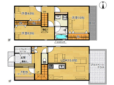 洋7.0×洋6.3×洋4.3×洋3.0×LDK15.0（91.1㎡）104号）