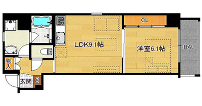 洋6.1×LDK9.1（40.46㎡）206・306号・南向