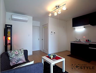 寝室とリビングを別けて生活できる１LDK仕様の間取り（05号type）※家具は設備ではございません