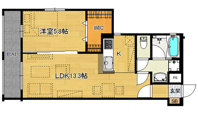 洋5.8×LDK13.3（43.11㎡）01号・西向