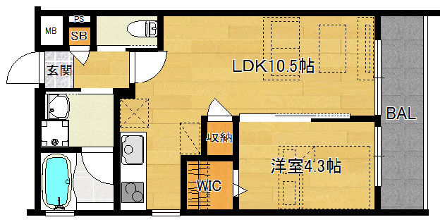洋4.3×LDK10.5（35.48<sup>2</sup>）403・303・203号