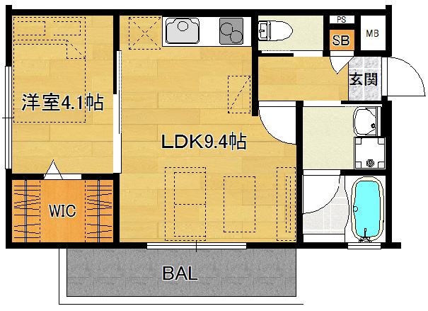 洋4.1×LDK9.4（35.38<sup>2</sup>）401・301号