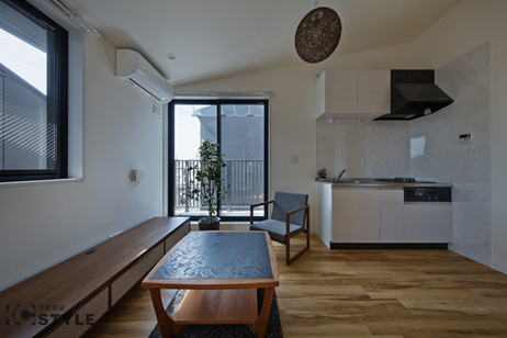 1DKタイプもリビングとして利用できるよう間取り設計しております（02type)