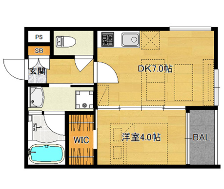 洋4.0×DK7.0（30.01㎡）201・301号　南向