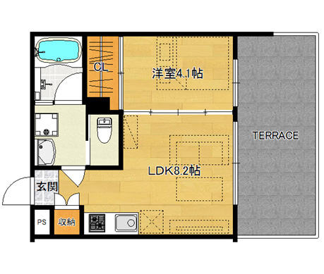 洋4.1×LDK8.2（31.36㎡）103・104・105号　南向専用庭付