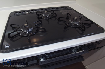 グリル付き3口ガスコンロ