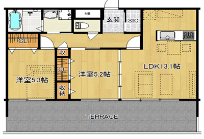 洋5.3×洋5.2×LDK13.1（60.32㎡）102号