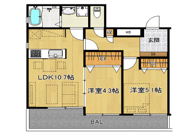 洋5.1×洋4.3×LDK10.7（53.92㎡）301号